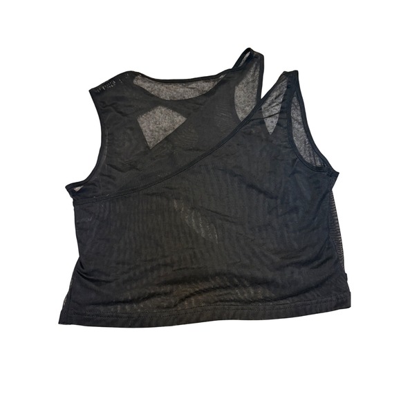 Solado Black Mesh Layered Cutout Crop Top Sleeveless Y2K Streetwear XL‎ - Picture 5 of 7
